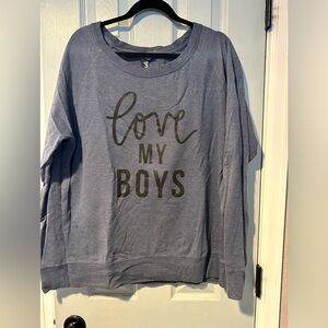 Instant Message brand sweatshirt worn once “Love My Boys”